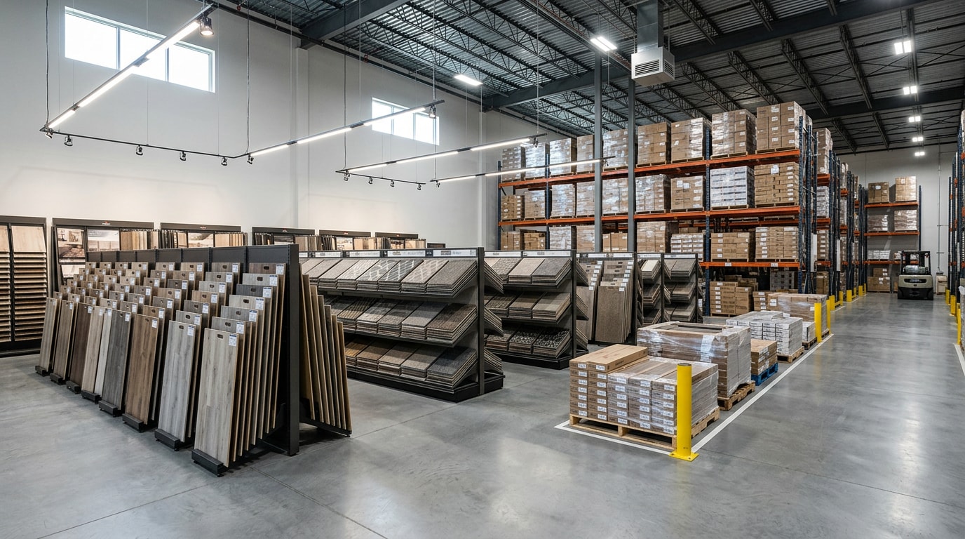Commercial flooring distributor showroom and warehouse serving Geneva, IL Commercial flooring distributor showroom and warehouse serving Geneva, IL