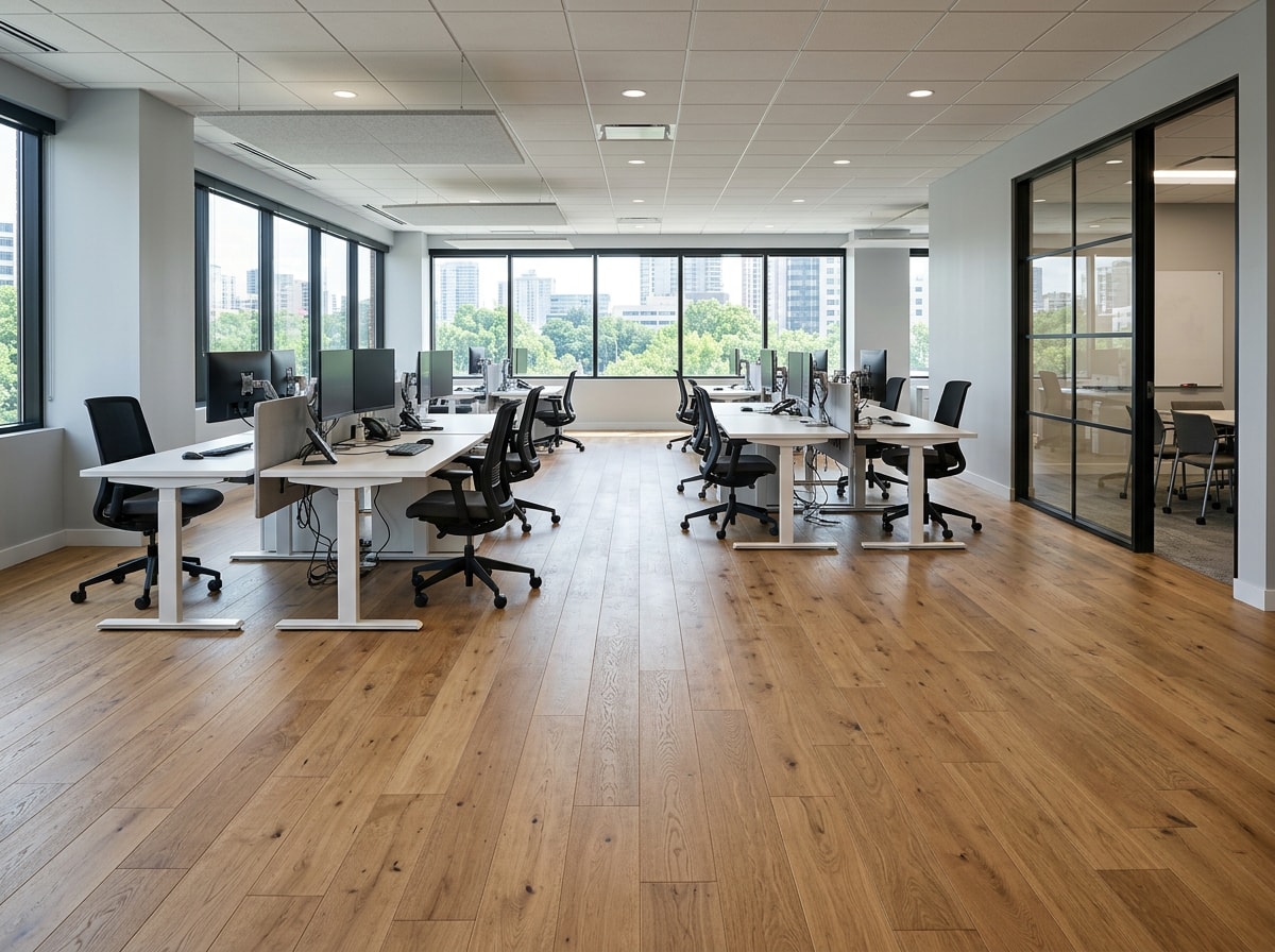 Finished commercial flooring installation in a Barrington, IL office space
