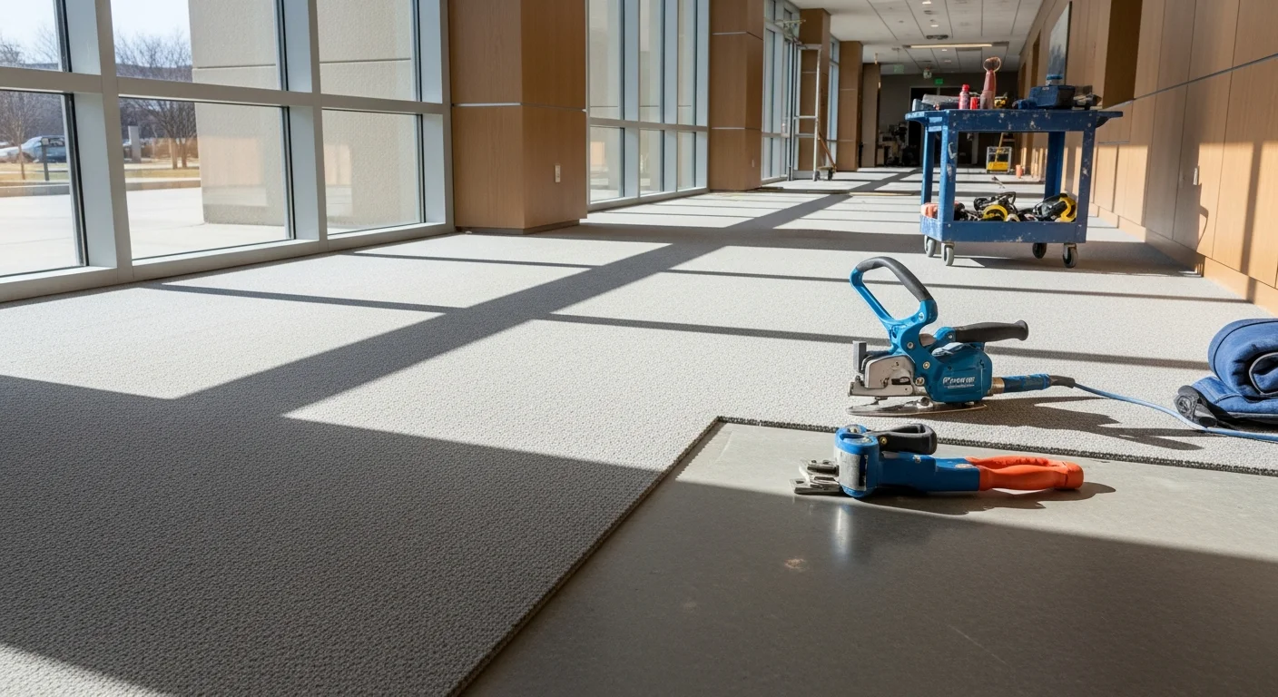 Commercial flooring installation in a retail or office space